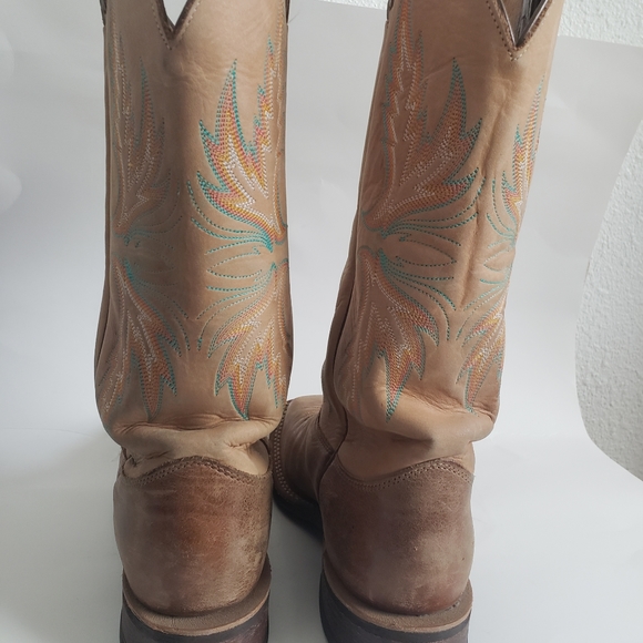 Justin Mens Hand Crafted in USA Western Boots Square size 7.5. In great preowned - Picture 4 of 8